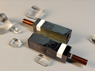 C4D格式玻璃瓶高脚杯红酒洋酒瓶包装样机模型工程源文件设计素材