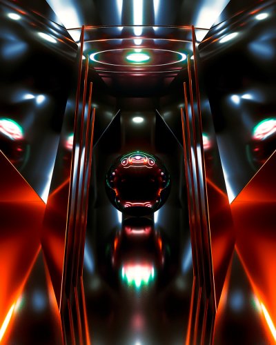 金属炫彩辉光效炫酷工业科幻机械科技未来3D模型工程模板C4D场景