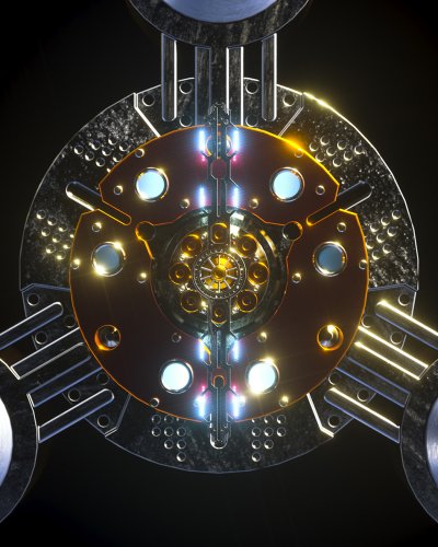 金属炫彩辉光效炫酷工业科幻机械科技未来3D模型工程模板C4D场景