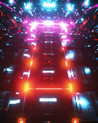 金属炫彩辉光效炫酷工业科幻机械科技未来3D模型工程模板C4D场景