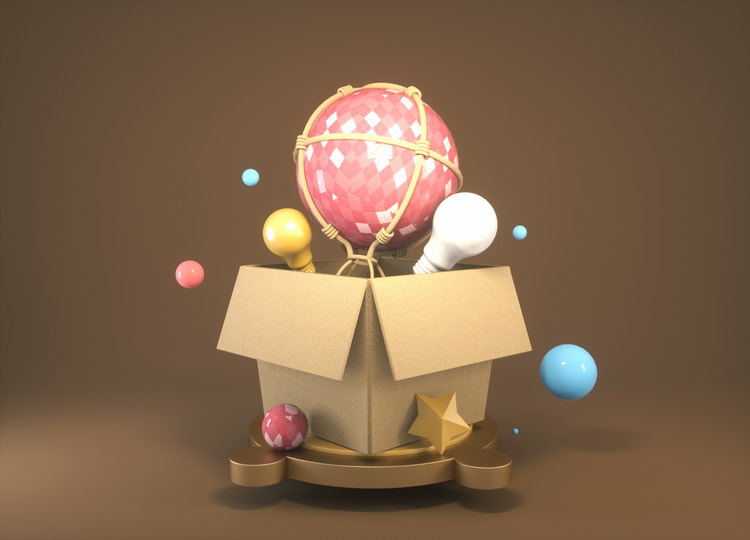 立体电商活动促销场景模型素材工程源文件LowPoly风格设计素材c4d