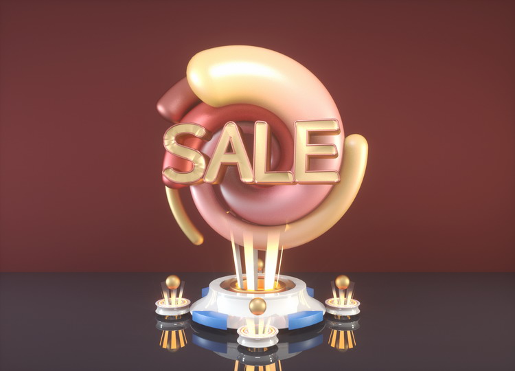 立体电商活动促销场景模型素材工程源文件LowPoly风格设计素材c4d