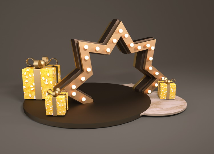 立体电商活动促销场景模型素材工程源文件LowPoly风格设计素材c4d