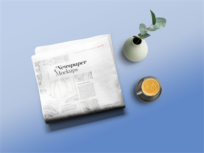 报纸广告场景效果图展示VI样机PS智能贴图设计素材