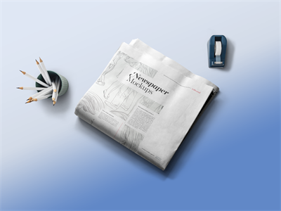 报纸广告场景效果图展示VI样机PS智能贴图设计素材