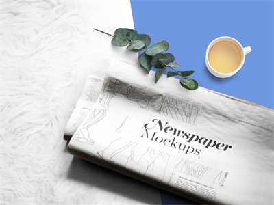 报纸广告场景效果图展示VI样机PS智能贴图设计素材