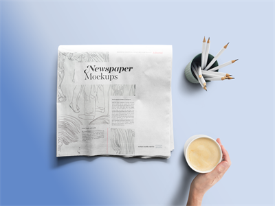 报纸广告场景效果图展示VI样机PS智能贴图设计素材