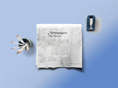 报纸广告场景效果图展示VI样机PS智能贴图设计素材