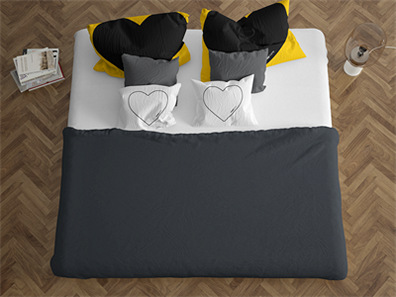 床上用品布艺展示床单被褥枕头PS印花图案效果图被子贴图样机PSD