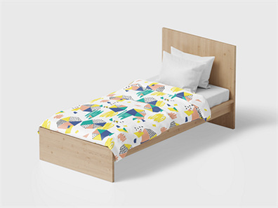 床上用品布艺展示床单被褥枕头PS印花图案效果图被子贴图样机PSD