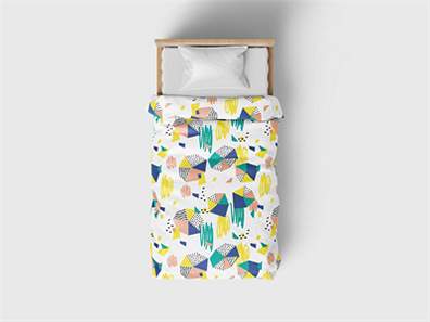 床上用品布艺展示床单被褥枕头PS印花图案效果图被子贴图样机PSD