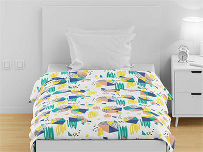 床上用品布艺展示床单被褥枕头PS印花图案效果图被子贴图样机PSD