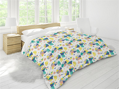 床上用品布艺展示床单被褥枕头PS印花图案效果图被子贴图样机PSD