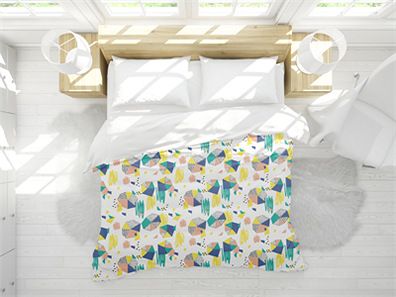 床上用品布艺展示床单被褥枕头PS印花图案效果图被子贴图样机PSD