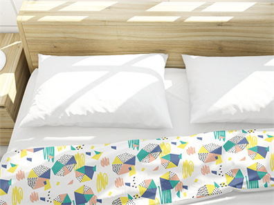 床上用品布艺展示床单被褥枕头PS印花图案效果图被子贴图样机PSD