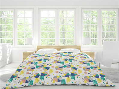 床上用品布艺展示床单被褥枕头PS印花图案效果图被子贴图样机PSD