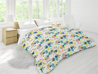 床上用品布艺展示床单被褥枕头PS印花图案效果图被子贴图样机PSD