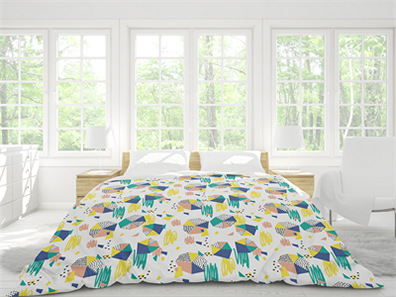 床上用品布艺展示床单被褥枕头PS印花图案效果图被子贴图样机PSD