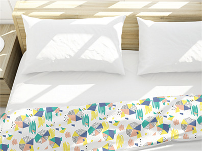 床上用品布艺展示床单被褥枕头PS印花图案效果图被子贴图样机PSD