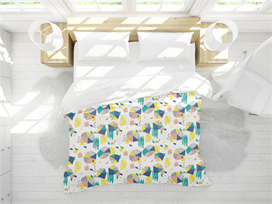 床上用品布艺展示床单被褥枕头PS印花图案效果图被子贴图样机PSD