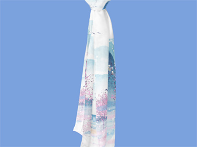 文创丝巾丝绸披巾布料褶皱样机效果图PSD智能贴图模板设计素材