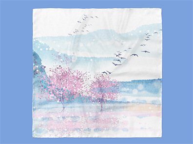 文创丝巾丝绸披巾布料褶皱样机效果图PSD智能贴图模板设计素材