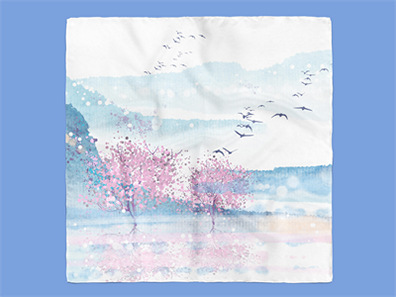 文创丝巾丝绸披巾布料褶皱样机效果图PSD智能贴图模板设计素材