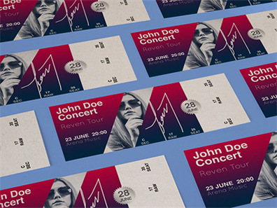 演唱会门票优惠券机票代金券样机效果图展示PSD智能贴图设计素材
