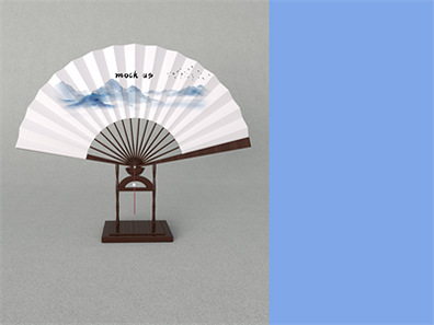 中国风纸扇折扇广告圆扇效果图vi样机展示PSD贴图设计素材模板