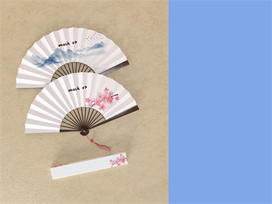 中国风纸扇折扇广告圆扇效果图vi样机展示PSD贴图设计素材模板