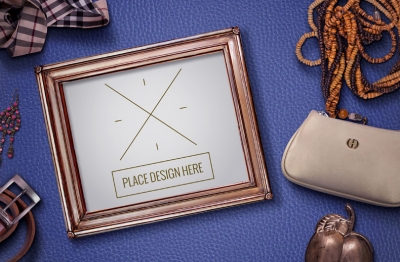 化妆品饰品场景俯视图贴图样机