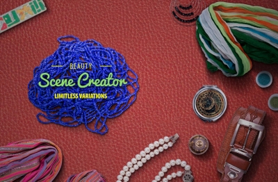 化妆品饰品场景俯视图贴图样机项链皮带