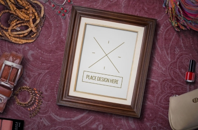 化妆品饰品场景俯视图贴图样机