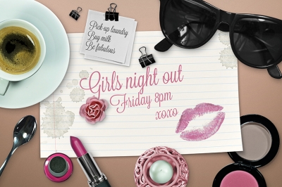 化妆品场景logo样机咖啡口红勺子墨镜唇印腮红