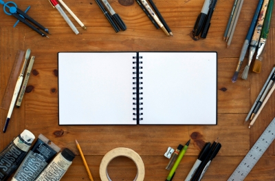 绘画场景画笔油画场景