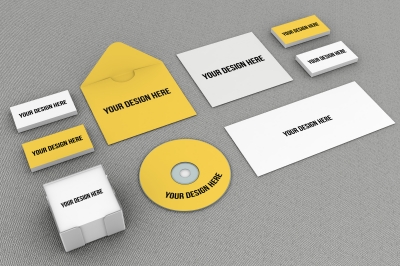 VI样机品牌样机素材光盘名片咖啡杯记事本信封纸巾