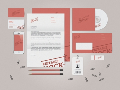 品牌样机vi样机办公样机合集折页笔回形针光盘信封工作证