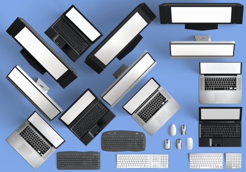 电子设备样机笔记本键盘显示器鼠标素材俯视图