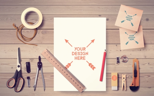 学习用品场景样机绘画场景样机画笔