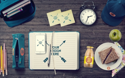 学习用品场景样机绘画场景样机画笔