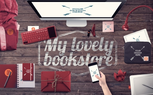 学习用品场景样机绘画场景样机画笔