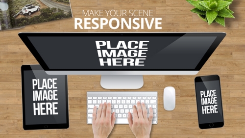 办公场景样机办公背景手机平板显示器键盘