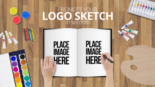 办公场景样机办公背景绘画的手手部动作画笔水彩