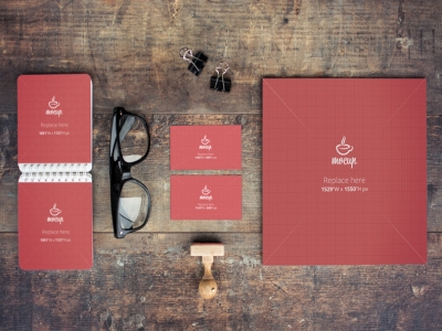 复古场景名片卡片记事本样机