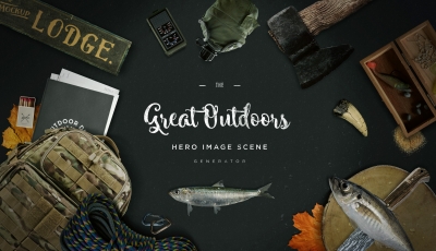 户外装备背景户外用品配图户外元素背包钓鱼