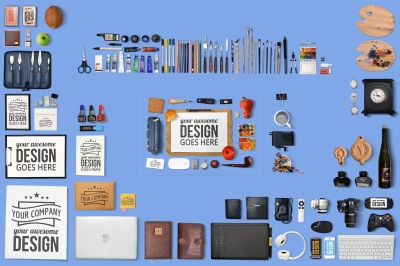 绘画元素画材画笔办公用品元素logo样机