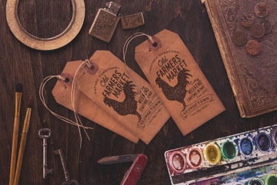 复古标签场景logo样机绘画油画元素