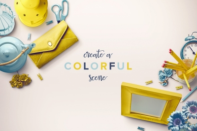 时尚场景钱包相框明亮背景场景