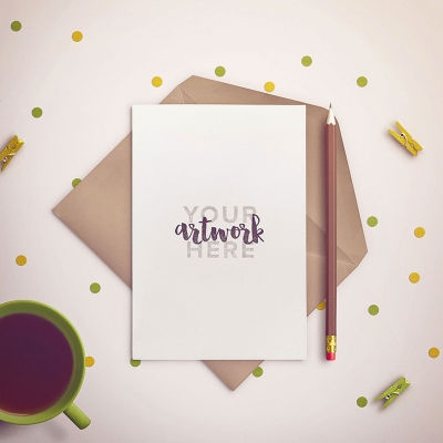 时尚配图时尚场景信纸铅笔信封样机