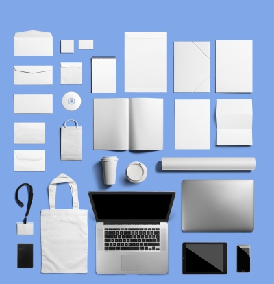 办公元素空白样机空白素材信封信纸笔记本帆布袋咖啡杯光盘工作证